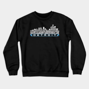 Detroit Football Team All Time Legends, Detroit City Skyline Crewneck Sweatshirt